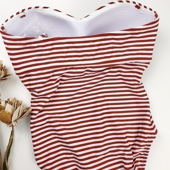NEW Kona Sol Red White Stripe Strapless 1pc M 8-10 - Picture 10 of 12